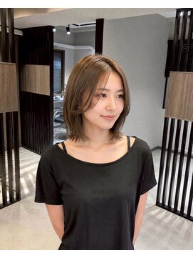 キラヴィ 三宮店(KIRAVI) ウルフボブミディアムヘアカラー外ハネボブグレージュヘアカラー
