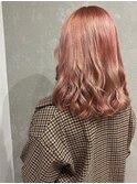 ダブルカラー/オレンジピンク/透明感/ケアブリーチ/カット