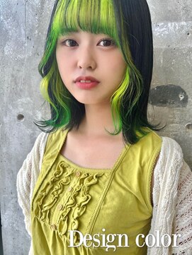 ガルボヘアー 名古屋栄店(garbo hair) インナーカラーライムグリーン　グリーンイエロー　にしむら担当