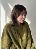 グレーベジュ/ロブ/顔まわりレイヤー