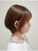 可愛いマロンベージュショートカット