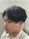 ニュアンスパーマセンターパートワンカールパーマ韓国