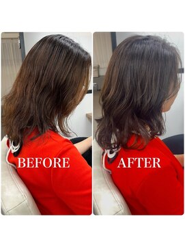 ヘアーアートシフォン 池袋西口店(Hair art chiffon) アプリコットオレンジ/ハイライトカラー/白髪ぼかし/髪質改善