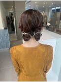 ヘアセット/結婚式参列アレンジ/ツインお団子/ナチュラル