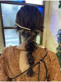 編みおろし/ロングヘアアレンジ/バレッタアレンジ