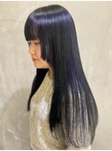 【YOKE】ブルーカラーネイビーカラーブリーチハイトーンロング