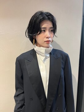 シュプール(SPUR) ナチュラル黒髪センターパートマニッシュショートボブ20代30代