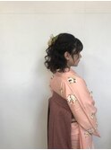 袴ヘア　着物ヘア　着付け＆波ウェーブハーフアップアレンジ