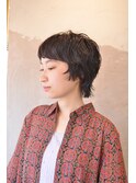 大人ショートレイヤーパーマ/黒髪ショートウルフ