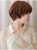 アプリコットオレンジショートマッシュルームヘアZ川口20代30代
