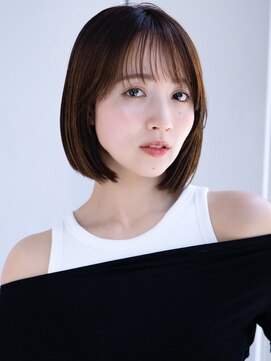 エインアンリー 明治神宮前(AIN.ANLY.) 6くびれヘアプリコットオレンジハイライトカラーボブパーマ小顔