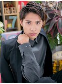 アップバングダークアッシュフェードカットm志木20代30代40代