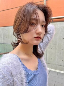 ロンドシェリ 仙台(Lond Cheri) ブリーチなしグレージュカラー前髪/顔周り×ミディアムヘア[仙台