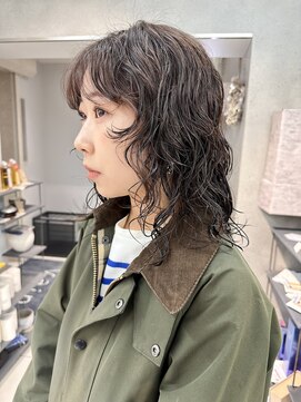 ヴェイン 渋谷(vain) ミディアムウルフカット/ロングパーマ/顔まわりカットボブウルフ