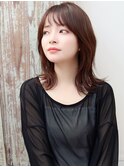 韓国風イメチェングレーベージュくびれミディ似合わせカット