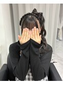リボンのサイドポニーテール