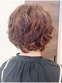 20代30代40代ゆるふわ大人可愛いパーマショートボブブラウン