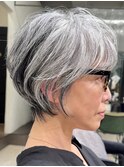 30代40代50代小顔顔まわり似合わせ耳かけショートパーマ