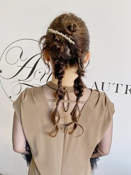 お呼ばれ＊カチモリツイン編み下ろしヘアアレンジ