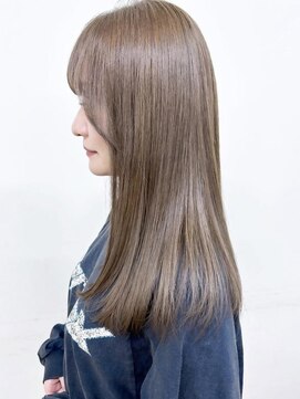 ザ ドッツ(THE DOTS) オリーブベージュ ハイトーンカラー 顔周りレイヤー ロング