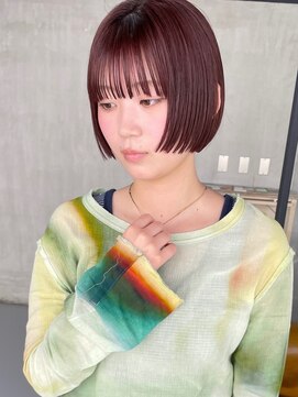 カイコヘアーアンドアートスタジオ(kaiko hair&art studio) 前上がりボブ/ボルドーカラー/ダブルカラー/ブリーチ無し/前髪