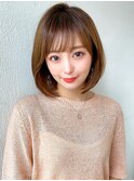 ボブシースルーぱっつん前髪おくれ毛ロブミディアムロング