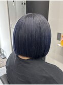 【ボブ×ブルーブラック】くびれヘア/ハイライトカラー/林愛華