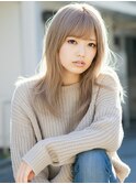 小顔外ハネミディアムアッシュ20代30代40代くびれミディ韓国ヘア