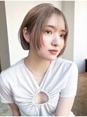 ダブルカラー前髪カットボブミルクティー_F21192
