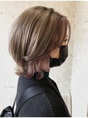 ［新宿］レイヤーボブ/クリアベージュ/インナーカラー