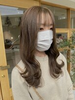 モカヘアー(mocha hair) ロングレイヤー/寒色ベージュ/韓国風