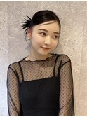 三軒茶屋_レディース_セミロング_ヘアアレンジ_ウェット_小顔