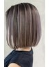 カット+白髪ぼかしハイライトカラー+オンカラー　　　　￥15400【駐車場有】