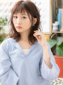 カバーヘア ブリス 川口(COVER HAIR bliss) 大人フェミニンハイライト韓国風オン眉ミディc6川口20代30代40代