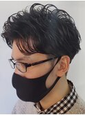 パーマ アップバング ツーブロック 刈り上げ メンズカット