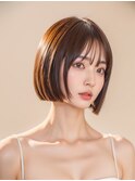 ナチュラルボブミニウルフチェリーブラウン20代30代