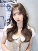 美髪顔周りレイヤーおくれ毛前髪カットロング_F0791