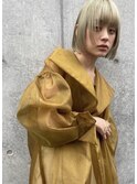 ブリーチ カーキベージュ ラインボブ