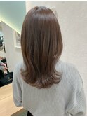 外ハネミディ透明感オリーブベージュ【中居】
