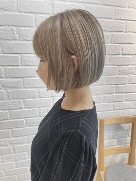 デイジー インデックスヘア 大島店(DAISY index hair) ミニボブ切りっぱなしボブショートボブミルクティーベージュ韓国