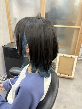 ヘアサロン ドットプラス 町田店(dot. plus) 【三輪 紗弓】ナチュラルウルフ×インカーブルー