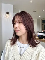 大人ミディアムレイヤーピンクラベンダー髪質改善トリートメント
