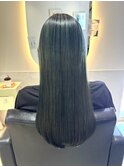 オリーブグレージュカラー×髪質改善ストレートロングヘア