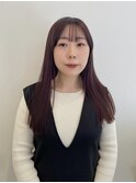 切りっぱなしスタイル/レッドブラウン/こっくりブラウン