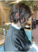 デジタルパーマレイヤーカット顔周り前髪ショートボブ/大宮