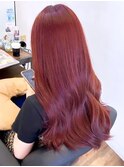 ロングレイヤー/艶髪カラー/ピンク
