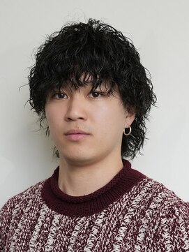 ログ(LOG) メンズウルフ ツイストスパイラルパーマ 黒髪 高松