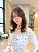 韓国外ハネくびれヘアレイヤーカットハッシュカットブラウン