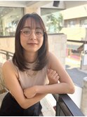 ミディアムレイヤー×ブリーチなし大人可愛いオリーブベージュ