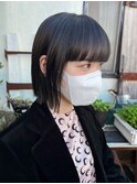 切りっぱなしワイドバング×グレー